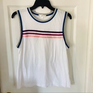 NWOT GLITZ White striped cotton retro muscle shirt size large